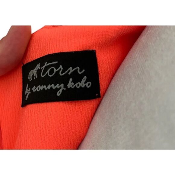 Torn by Ronny Kobo Womens Luxury Designer Bodycon Pink Zip Dress Formal US XS - Picture 7 of 11